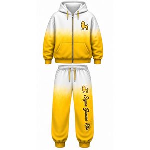 Conjunto Deportivo Oversize con Gráficos para Mujer Sigma Gamma Rho, Sudadera con Capucha y Pantalones Jogger Tie Dye Blanco y Dorado, Personalizado para Hermandad Griega, Estilo Casual Urbano - Product Image 1