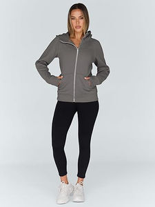 Conjunto de Sudadera Corta con Capucha y Pantalones Jogger de 2 Piezas para Mujer, con Cremallera, Estilo Biker, 100% Algodón, Color Sólido, con Logotipo Personalizado, para Invierno - Product Image 2