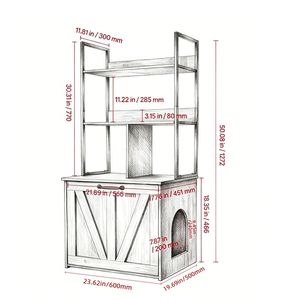 Wooden <b>Cat</b> Litter <b>Box</b> Cabinet with Accessories - Product Image 2