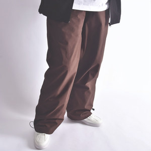 Pantalon ample marron pour hommes, fermeture à cordon, polyester respirant, vêtements décontractés - Product Image 1