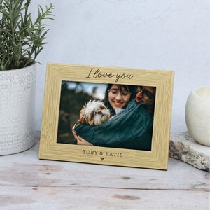 Elegant Wooden Photo <b>Frame</b> Rectangular Handmade Tabletop Horizontal Engraved The Day You Said Yes 20.07.2023 - Product Image 3