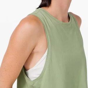 Women's Olive Green Crew Neck Sleeveless Crop <b>Top</b> Knitted Cotton Spandex Quick Dry Casual Spring Summer Wear - Product Image 6