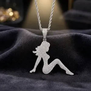 Iced Out Hip Hop Charm Pendant 925 <b>Sterling</b> <b>Silver</b> Moissanite Custom <b>Necklace</b> for Children Women & Unisex - Product Image 2