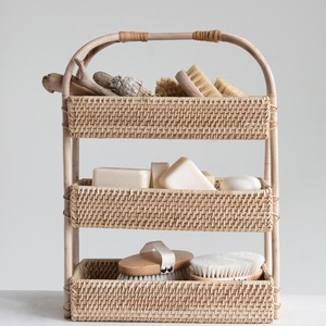 Natural rattan <b>storage</b> rack 3 tier wicker basket stand excellent quality hand-crafted shelves - Product Image 4