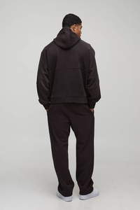 Sudadera con Capucha de Forro Polar de Algodón de Alta Calidad OEM, Ecológica, con Cremallera Bidireccional, Logotipo Personalizado, Ropa Urbana para Hombre, Talla Grande, Negra - Product Image 5