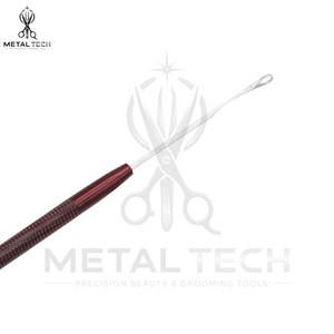 Dark Red Knurled Grip Steel Hair Extension Loop <b>Threader</b> Latch Hook <b>Needle</b> Tool Set For Micro Ring Links Installation - Product Image 3