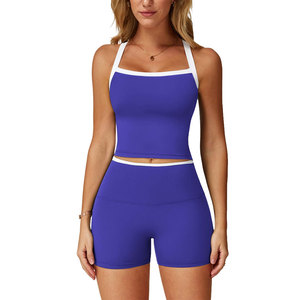 High Demanding Women's Yoga <b>Sets</b> Eco Friendly Customized Packaging Anti Bacterial Solid Color Pattern Quick Dry 2 Piece <b>Sets</b> - Product Image 2