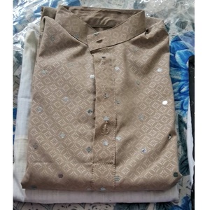 FAMUCAAS Kurta de algodón azul para niños con pijama blanco para uso casual, atuendo tradicional indio pakistaní, corte regular, largo hasta la rodilla - Product Image 2