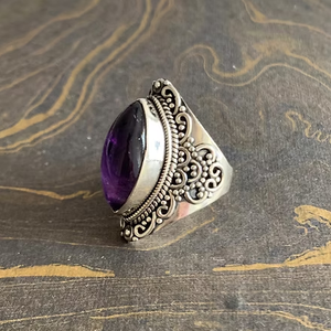 Anillo de Plata 925 de Primera Calidad con Amatista Natural, Anillo Moderno, Regalo para Cualquier Ocasión - Product Image 2