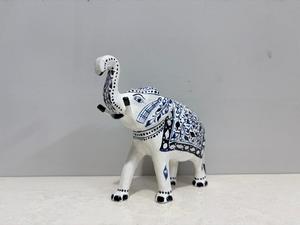 NIRMALA HANDICRAFTS Handcrafted Blue Pottery Aluminum <b>Elephant</b> Statue | Art Deco Animal <b>Decorative</b> Home Figurine | Indian Art - Product Image 5