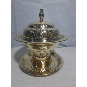 Recipiente de Latón Hecho a Mano de Lujo para Dátiles con Tapa y Bandeja a Juego, Diseño Árabe Tradicional Martillado, Acabado Dorado Premium, Cuencos para Khajoor - Product Image 3