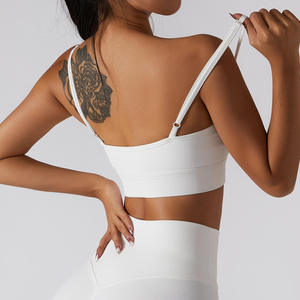 White Plaid Breathable Quick Dry Racerback Sports Bra <b>Crop</b> <b>Top</b> with Medium <b>Support</b> for Women Yoga Workout - Product Image 3