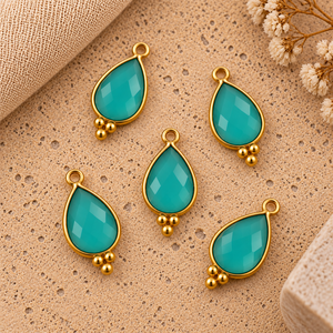 Colgante de Calcedonia Aqua en Forma de Pera con Bisel, Conector de Gema Facetada para Fabricación de Joyas - Product Image 3
