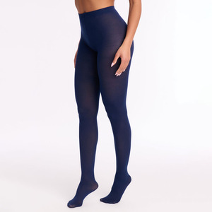 Leggings tricotés sans couture bleu marine taille haute pour femme, couleur unie, style basique, opaques, extensibles, vente en gros - Product Image 4