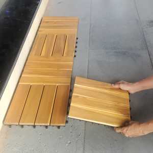 Carreaux de terrasse extérieurs à emboîtement de haute qualité 300x300mm Carreaux de balcon antidérapants en bois d'acacia de style traditionnel - Product Image 3