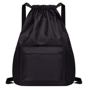 Sac à dos en polyester de qualité supérieure avec cordon de serrage, couleur noire, sac de sport en tissu avec logo personnalisé imprimé - Product Image 1
