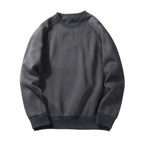 Sudadera de Hombre de Color Sólido con Cuello Redondo y Manga Raglán, Corte Regular, Tejido de Felpa Francesa de Algodón, Estilo Casual para Otoño - Product Image 1