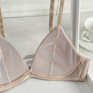 Conjunto de lencería ultrafino y transpirable para mujer, con encaje bordado, sexy, sin forro, de talle bajo, bikini en tallas grandes, con logo en la copa y diseño liso. - Product Image 6