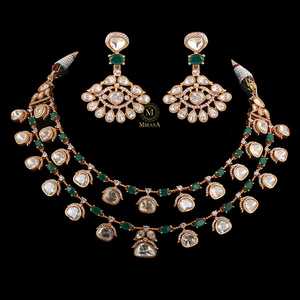 Deep Emerald Green Moissanite Designer Fine Jewelry Necklace Set - Product Image 1
