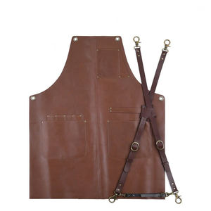 SALUBRIOUS SPORTS Tabliers personnalisés vintage unisexes en cuir véritable et coton, ajustables, pour barbier et café - Product Image 4