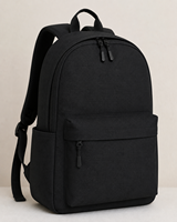 Sac à dos d'étudiant en toile noire, sac d'école, sac à dos zippé, sac à dos décontracté pour les voyages
