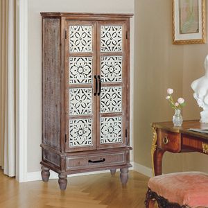 Mobiletto Alto in Legno Rustico 55.12 Pollici, Versatile Organizzatore per Buffet e Dispensa con Tocco Decorativo - Product Image 3