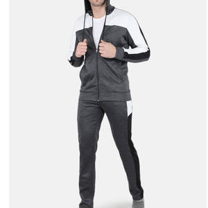 Survêtement à capuche premium pour homme |   Ensemble de jogging color block Charcoal Heather & Arctic White, tenue de sport urbaine pour la salle de sport et l'entraînement - Product Image 5
