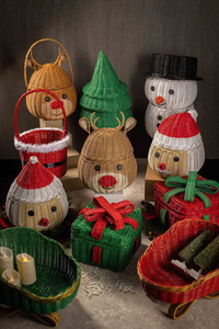 Artículos Navideños, Cestas de Almacenamiento de Ratán Natural con Forma de Reno, Cestas Tejidas a Mano, Decoraciones para el Hogar y la Sala de Estar - Product Image 5