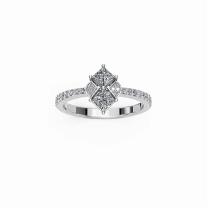 Anillo Toi et Moi de Doble Corte Princesa con Diamante Cultivado en Laboratorio, Oro Blanco de 18K, Certificado IGI - Product Image 1
