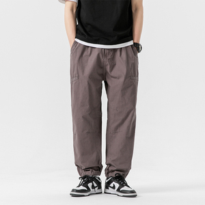 Pantalones Harem Negros Ligeros para Hombre, Cintura Elástica con Cordón, Pantalones Cargo con Múltiples Bolsillos, Corte Holgado Informal, Antiestáticos - Product Image 4