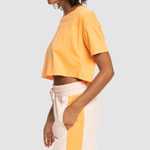 T-shirt court unisexe à manches trois-quarts en polyester/coton, col en U, tissu maillé, avec éclairage LED clignotant sur l'épaule avant, polyvalent - Product Image 4