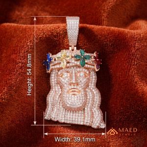 Collier pendentif en or rose plaqué moissanite, motif visage de roi, bijoux de mode pour hommes et femmes, pendentif style couronne florale New York City - Product Image 5