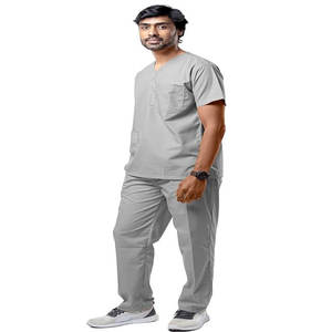 Conjuntos de uniformes de hospital transpirables de alta calidad, chaqueta de lona de manga corta Unisex para uso en salón de belleza - Product Image 4