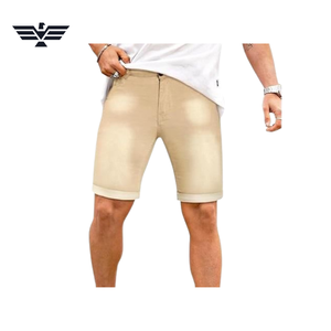 Shorts en jean noir pour homme, taille mi-haute, coupe droite, décontracté, pour l'été, fermeture boutonnée, 100 % coton tissé - Product Image 3