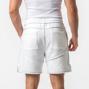 Wholesale Men's Drawstring Waist Shorts Custom Chenille Embroidered Front Letter Fleece Shorts Casual Jogging Wear Solid Vintage - Product Image 2