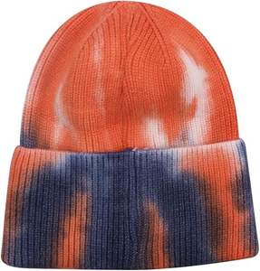 Bonnet tricoté en acrylique pour adulte 2026, style pêcheur, chaud, avec revers, broderie 3D et motif tie-dye sportif pour adultes - Product Image 6