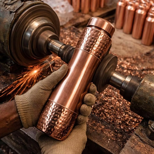 Ayurvedic <b>copper</b> water <b>bottle</b> Handmade hammered <b>copper</b> flask Leak proof <b>copper</b> vessel Reusable <b>copper</b> drinkware - Product Image 3