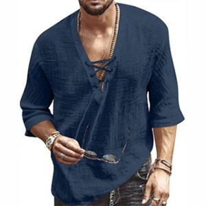 Hot Selling Plus Size Knitted Cotton Linen Autumn Men's for <b>Shirts</b> Quick Dry Breathable Fashion Casual Wear - Product Image 4