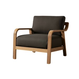 Fauteuil de salon d'extérieur minimaliste en teck massif, design à lattes robustes, fauteuil de patio moderne, mobilier résistant aux intempéries - Product Image 1