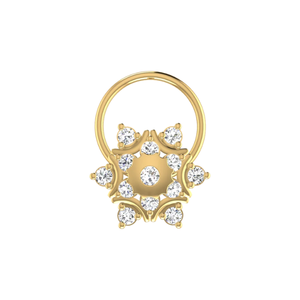 AJRETAIL - Piercing de Nariz con Diamante Natural de 0.14 Quilates, Oro de 14K, Corte Brillante, Diseño Floral, Estilo Étnico para Mujer, Color HI, Claridad VS-SI - Product Image 1