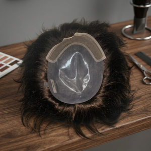 Prothèse capillaire en dentelle pour hommes, cheveux naturels Remy indiens, style lisse, nœuds invisibles, design central - Product Image 5