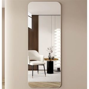 Specchio da Parete di Alta Qualità in Nichel Satinato 5mm, 165x61 cm, Angoli Arrotondati per Soggiorno, Camera da Letto, Guardaroba, con Foro per Appendere - Product Image 3
