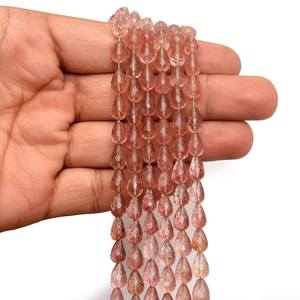 Perles en forme de goutte d'eau AAA+ Quartz 5x8mm-7x10mm, Quartz Fraise Rose Naturel, Pierres Semi-Précieuses Facettées pour Bijoux - Product Image 2