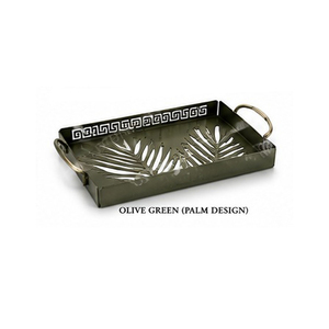 Plateau de service écologique de qualité commerciale vert olive, compatible lave-vaisselle et micro-ondes, avec poignées dorées, pour usage décoratif - Product Image 2