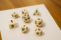 Ensemble de dés de jeu de table DND RPG, 1 pièce, ronds, gravés, à bords tranchants, en os de buffle et plastique, faits à la main, durables