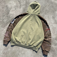 Sweat à capuche en molleton 100% coton délavé à l'acide, style streetwear vieilli, avec perles et strass, pour homme, designs personnalisés