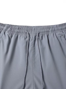 Women's Gray Solid Color Drawstring Waist Shorts Casual Knitted Breathable Athletic Mid Rise Regular Fit 100% Cotton Custom Logo - Product Image 3