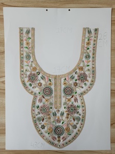 Textiles de maison élégants pour femmes, en toile légère, faits à la main, avec broderies florales et patchs brodés pour le cou, pour l'été - Product Image 2