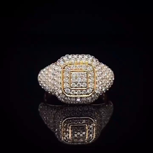 แหวนดอกไม้ประดับเพชรแบบ Iced Out เงินแท้ 925 ชุบทอง ประดับเพชรแล็บ สไตล์ฮิปฮอป แร็ปเปอร์ วงแหวนโดดเด่นสำหรับทุกเพศ เครื่องประดับวิบวับ - Product Image 5