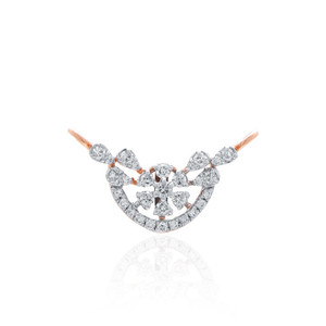 Collier MANGALSUTRA en or rose 14 carats, pendentifs élégants avec diamants naturels taille brillant, tendance, pour femmes, luxe et raffinement - Product Image 1